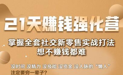 21天赚钱强化营，掌握全套社交新零售实战打法，赚回N倍学员（完结） 配图